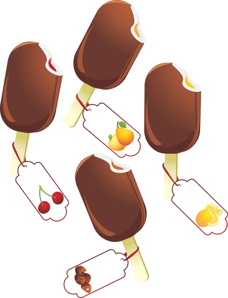 Glace à la confiture de fruits et chocolat — Image vectorielle