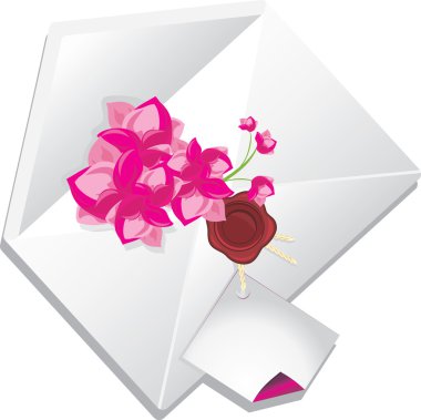 Holiday envelope with flowers clipart