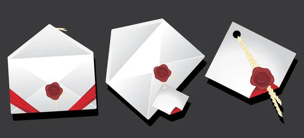 Envelopes com selo de cera — Vetor de Stock
