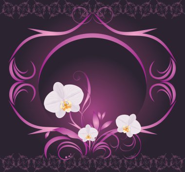 Orchids in the decorative frame clipart