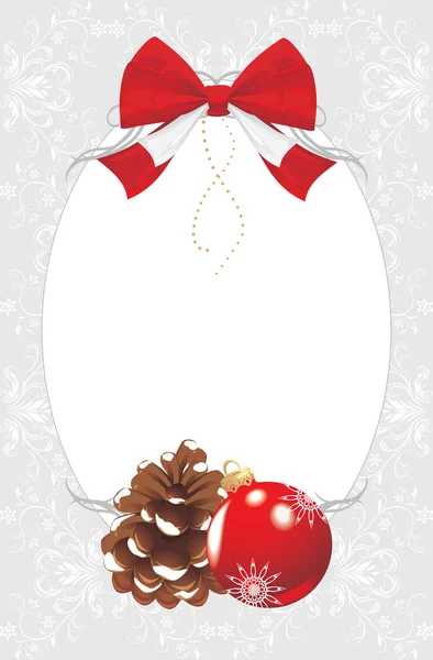 Cadre avec pinecone et boule de Noël sur le fond décoratif — Image vectorielle