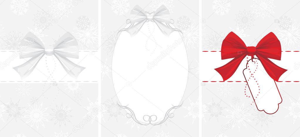 Bow on the decorative background with snowflakes