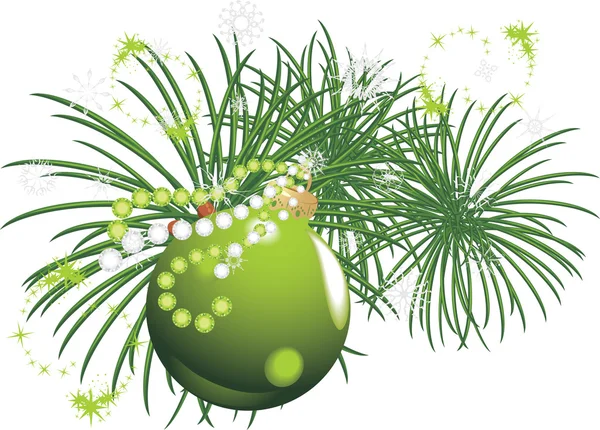 Juletre med grønn ball og glitter – stockvektor
