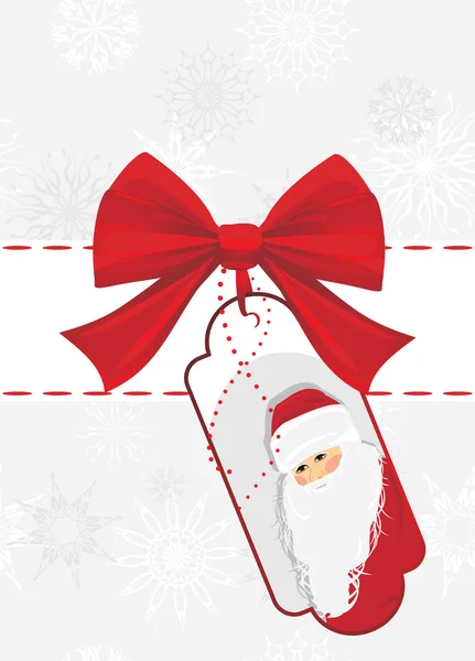 Biglietto natalizio con fiocco rosso — Vettoriale Stock