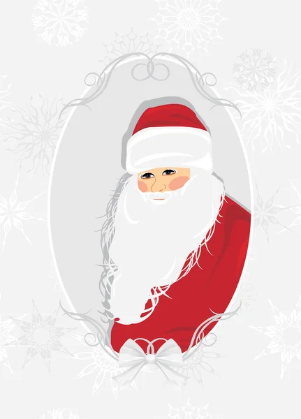 Santa i dekorativ ram. festliga kort — Stock vektor