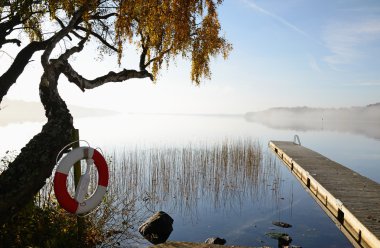 October's morning on Swedish lake clipart