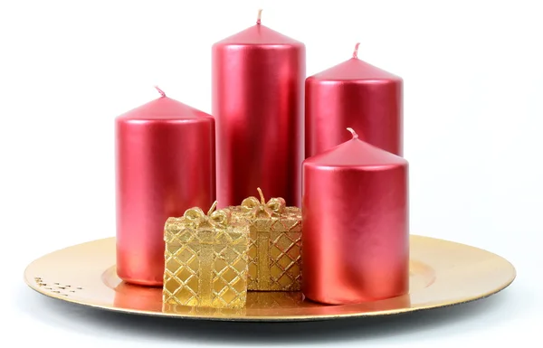 Piatto natalizio con candele — Foto Stock