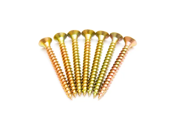 Yellow screws isolated — Stock Photo, Image