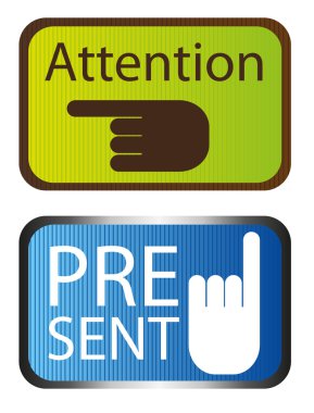 attencion and present sign clipart