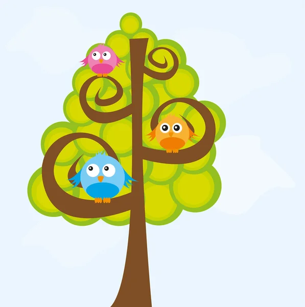 Birds and tree — Stock Vector