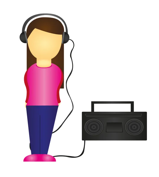 Donna Ascoltare musica — Vettoriale Stock