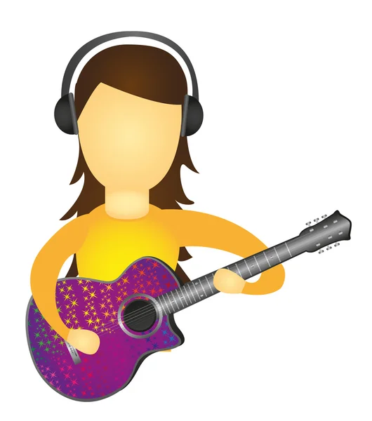Kvinna spelar gitarr — Stock vektor