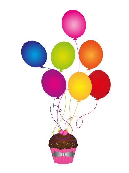Balloons with cupcake — Stock Vector