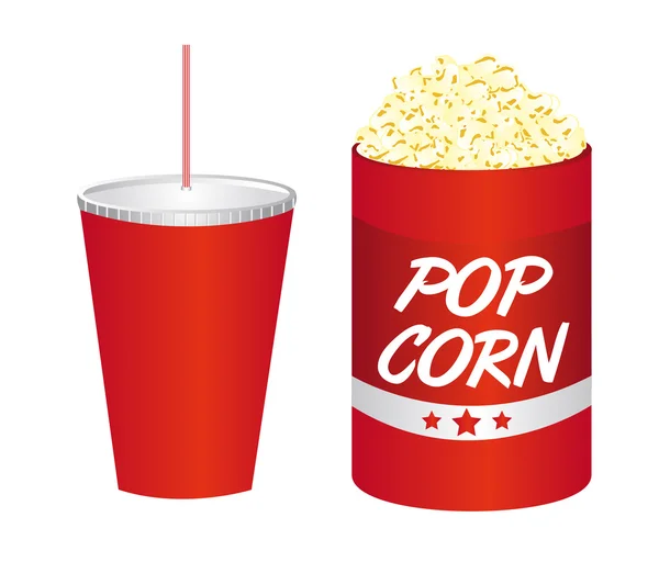 Pop corn con bevanda — Vettoriale Stock