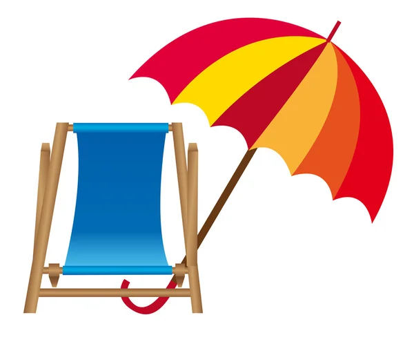 Стілець пляж і парасолька — стоковий вектор