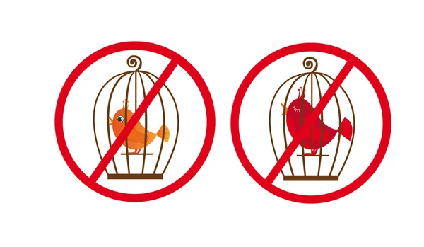 Stock vector cage birds prohibited symbol