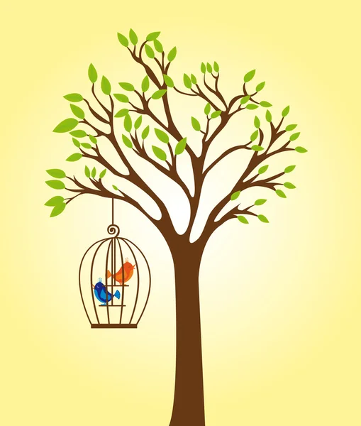 Δέντρο με κλουβί — Διανυσματικό Αρχείο