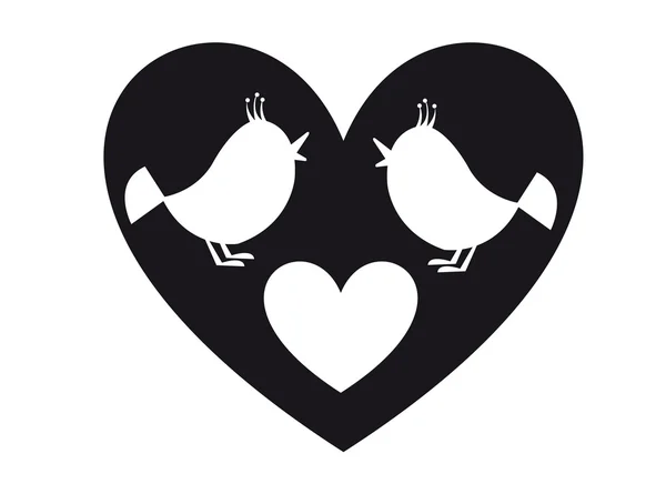 Kuşlar ve kalp — Stok Vektör