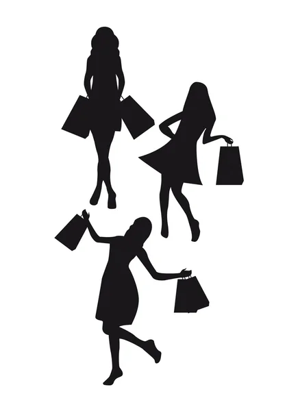Silhuetter kvinna shopping — Stock vektor