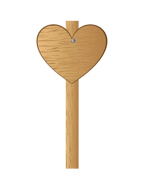 Señal de madera corazón — Vector de stock