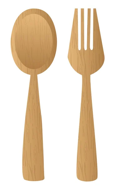 Wooden cutlery — Stock Vector