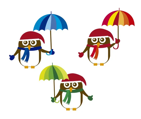 Şemsiye olan penguen — Stok Vektör