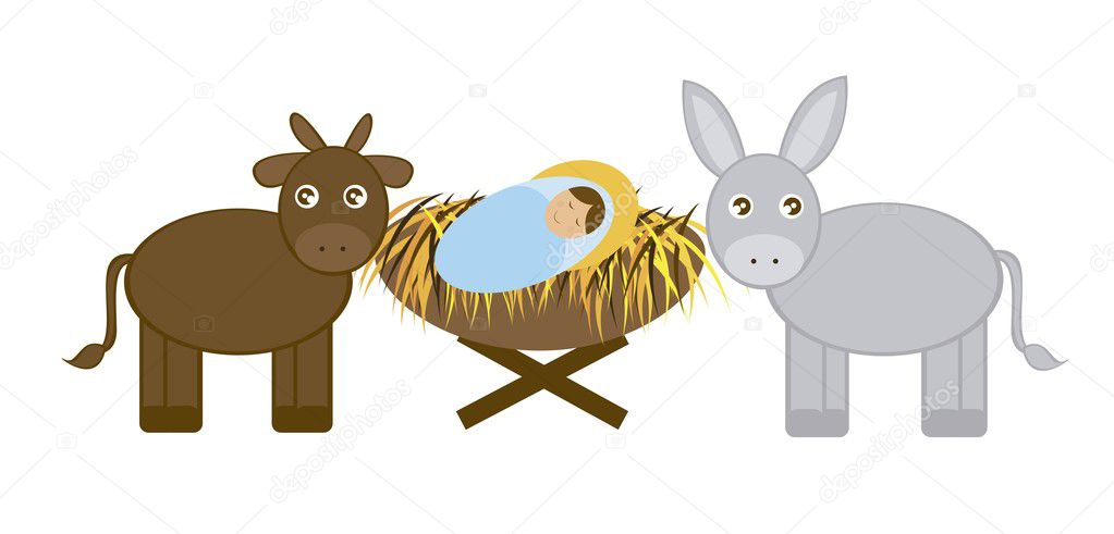 Baby Jesus with Donkey and ox
