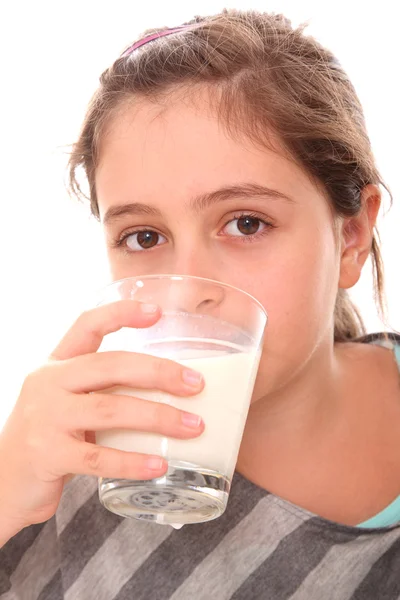 Flicka och mjölk — Stockfoto