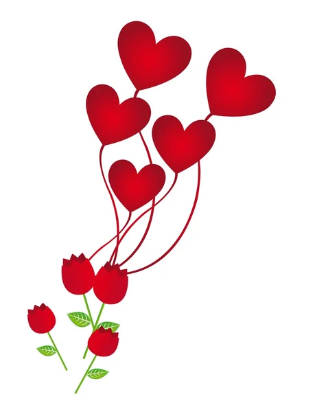 Розы и сердечные шары — стоковый вектор