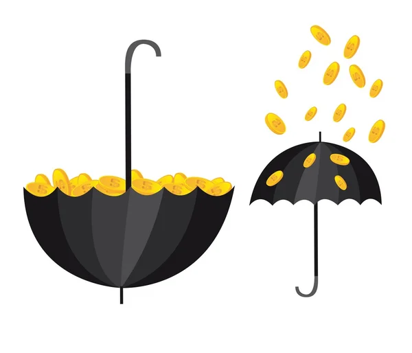 Umbrella and coins — Stock Vector