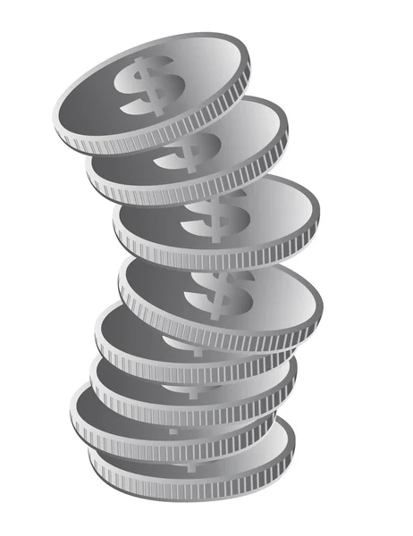Monedas de plata — Vector de stock