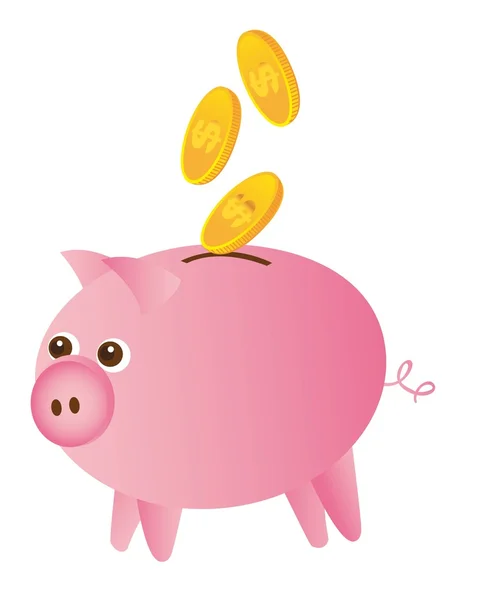 Piggy e monete — Vettoriale Stock