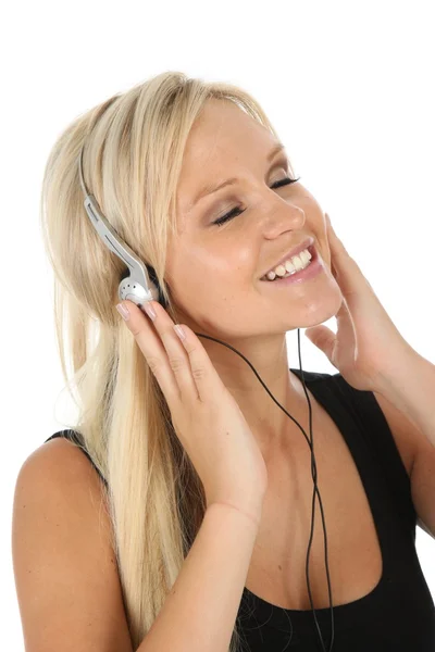 Lovely Blonde Girl with Music — Stock Photo, Image