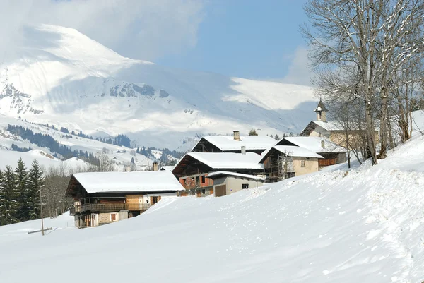 Beautiful village in winter — Stock Photo, Image