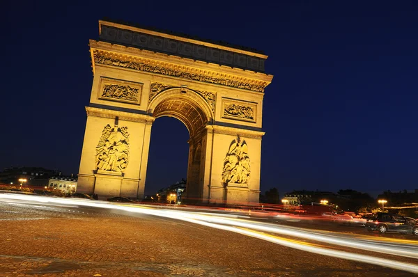 Arch av triumf. BTY natt. Paris, Frankrike — Stockfoto
