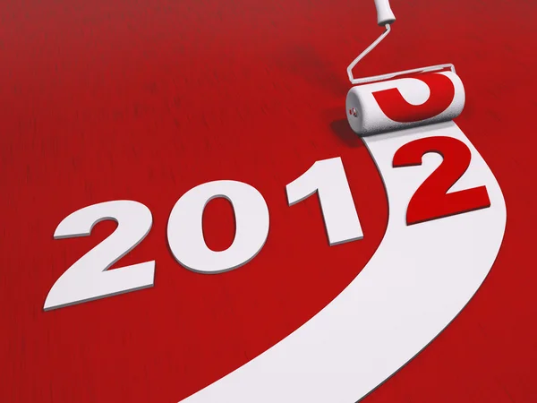 2012 新的一年和油漆辊 — 图库照片