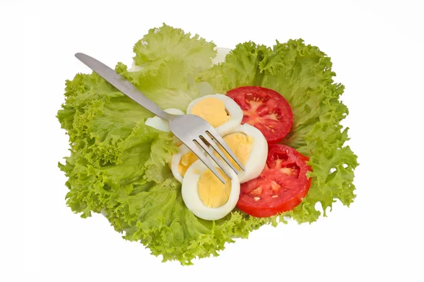 Tasty tomato and eggs salad — Stock Photo, Image