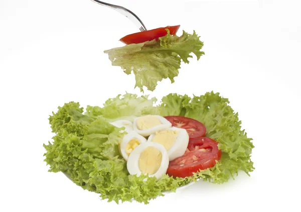 Tasty tomato and eggs salad — Stock Photo, Image