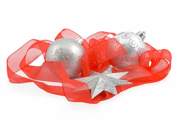 Silver Christmas balls — Stock Photo, Image