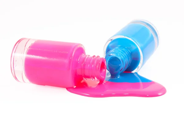 Esmalte de uñas azul y rosa — Foto de Stock