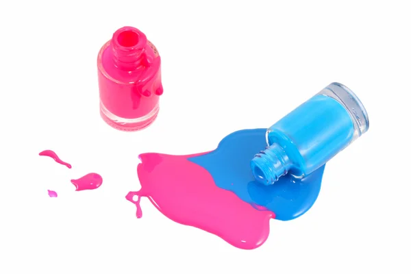 Esmalte de uñas azul y rosa —  Fotos de Stock