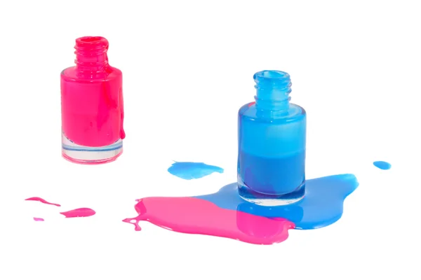 Niebieski i różowy lakier do paznokci — Zdjęcie stockowe