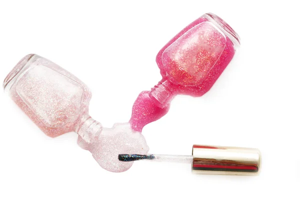 Пляшка рожевого лаку для нігтів — стокове фото