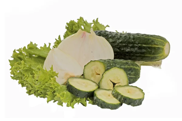 Salat und Gurken — Stockfoto