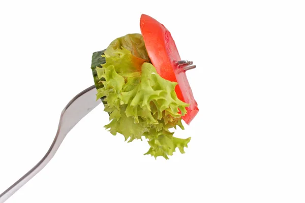 Smakelijke Salade op de vork — Stockfoto