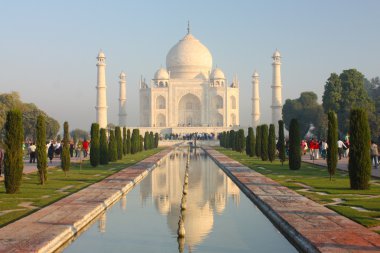 View of Taj Mahal at sunrise clipart