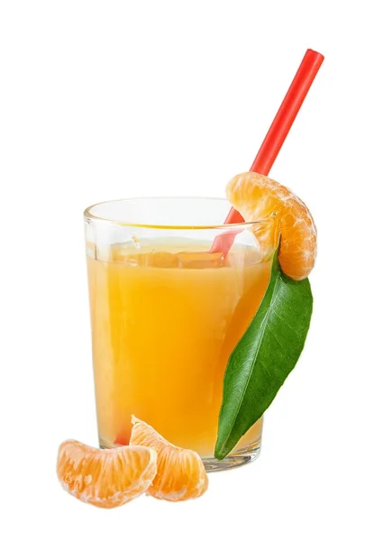 橘子和果汁玻璃隔离在白色背景上 — 图库照片