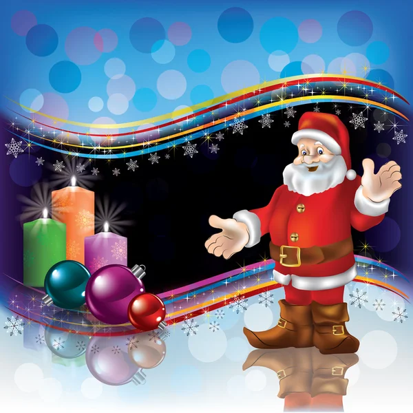 Kerstmis achtergrond met santa en kaarsen — Stockvector