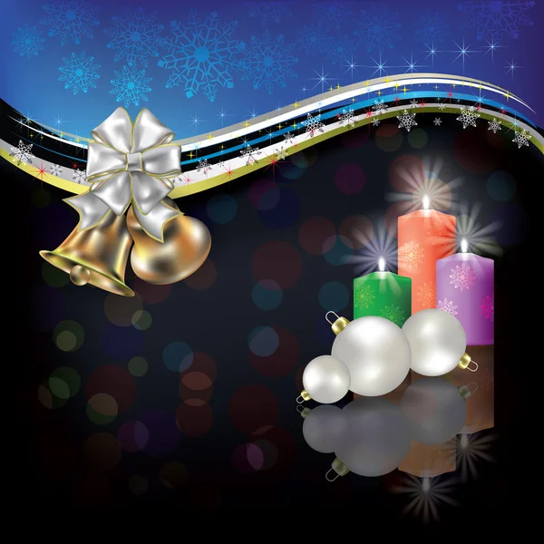 Saludo blanco de Navidad con campanas y lazo — Archivo Imágenes Vectoriales