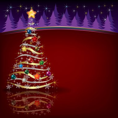 Christmas greeting with tree clipart